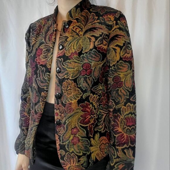 First option Jackets & Blazers - Mandarin collar tapestry floral jacket